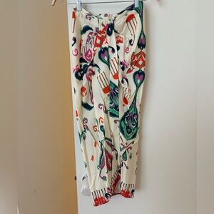 Zara printed linen maxi skirt
